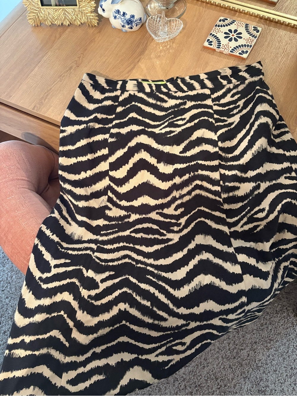 Gianni Bini Black and Cream Zebra Pencil Skirt